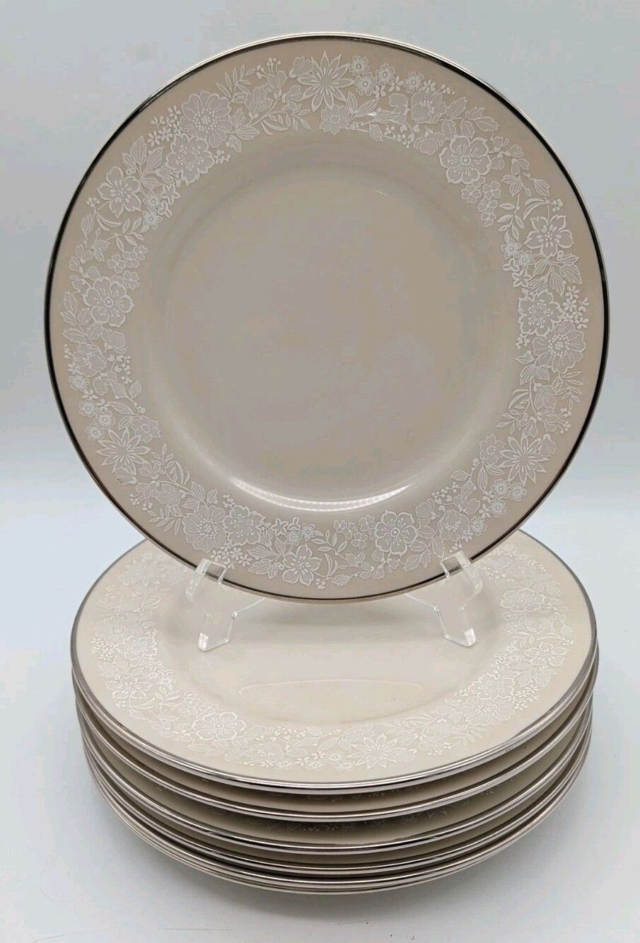 Gorham Bridal Bouquet Salad Plates Set Of 7 Ivory White Silver USA